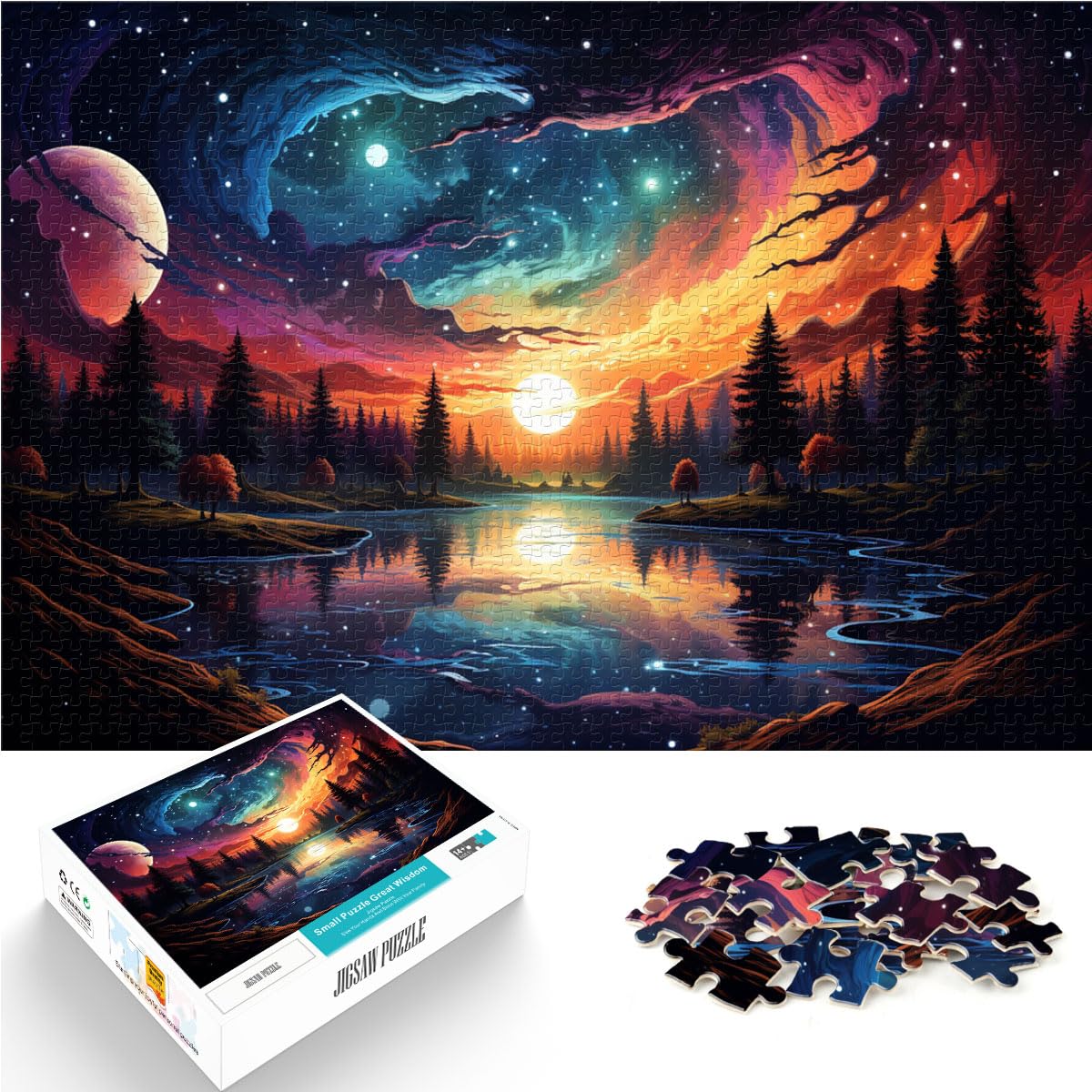 Puzzle-Geschenk: Bunte Landschaft unter dem Planeten. Puzzle für Erwachsene, 1000 Teile, anspruchsvolles, unterhaltsames Familienspiel, 1000 Teile (50 x 75 cm)