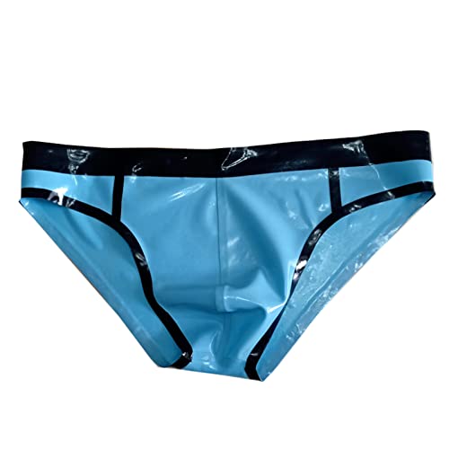 Herrenslips aus Naturlatex, himmelblau und schwarz, handgefertigt,himmelblau und schwarz,XS