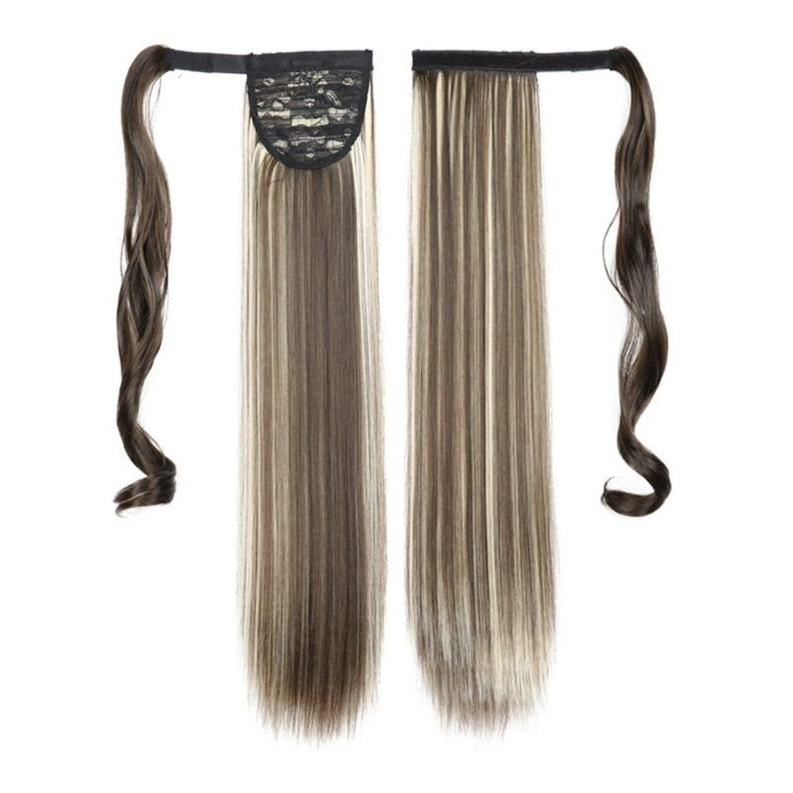 Pferdeschwanz Haarteil Synthetische Extensions, hitzebeständiges Haar, umwickelbares Pony-Haarteil for Frauen, täglicher Gebrauch, 55,9 cm, glattes Pferdeschwanz-Haar Pferdeschwanz Haarverlängerung(8H