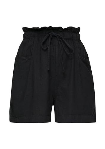 QS Damen 2147177 Short mit Bindegürtel, schwarz 9999, 40