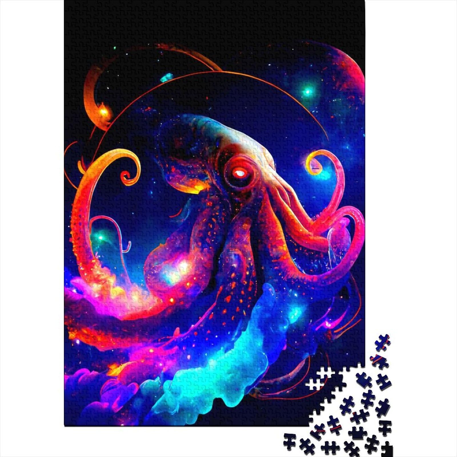 Oktopus-Puzzle 1000 Teile für Erwachsene, Holzpuzzle für Erwachsene, Teenager, Puzzle für Erwachsene, Lernspiel, Herausforderungsspielzeug, 75 x 50 cm