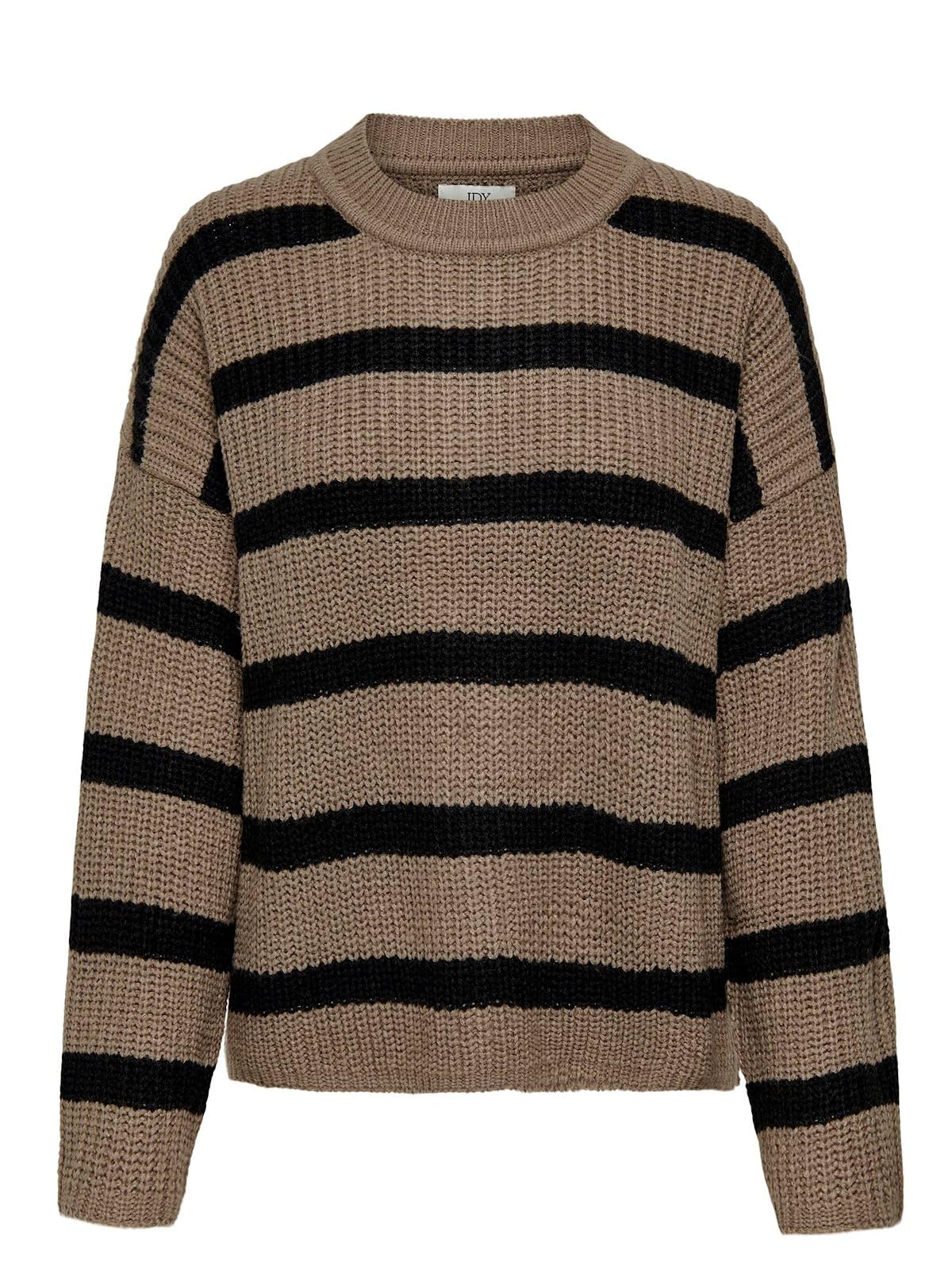 JdY Damen JDYJUSTY L/S Stripe Pullover KNT NOOS Strickpullover, Walnut/Stripes:Black, S