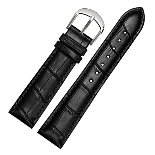 SCRUBY Für Brand Watch Bracelet Belt Woman Watchbänder echtes Leder -Armband -Band 10 12 14 16 18 20 22mm Multicolor -Uhren -Bänder(Black silver,16mm)