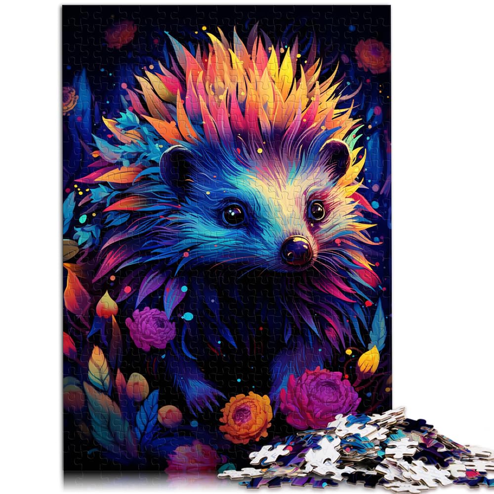 Puzzle, Farbmalerei, Igel, 1000 Teile, Puzzle, Holzpuzzle, Familienspiel, Stressabbau, schwieriges Herausforderungspuzzle, 1000 Teile (50 x 75 cm)