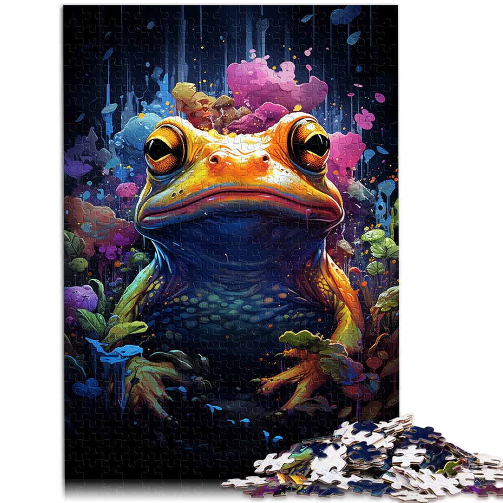 Puzzle, Geschenke, Spielzeug, Malen, Bunter Frosch, Kunst, Puzzle 1000 Teile für Erwachsene, Holzpuzzle ganze Familie 1000-teilige (50 x 75 cm)