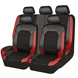 JAMNIK Auto sitzbezüge für Ford EcoSport/EcoSport 4WD/EcoSport Freestyle/EcoSport S Active, Full Set Leder Sitzbezug Vordersitze Rücksitzschoner, Auto Zubehör,Red