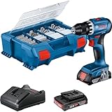 Bosch Professional GSR 18V ??Bohrmaschine + 2 Batterien 2.0ah + Ladegerät + 82 Teile in L-Case