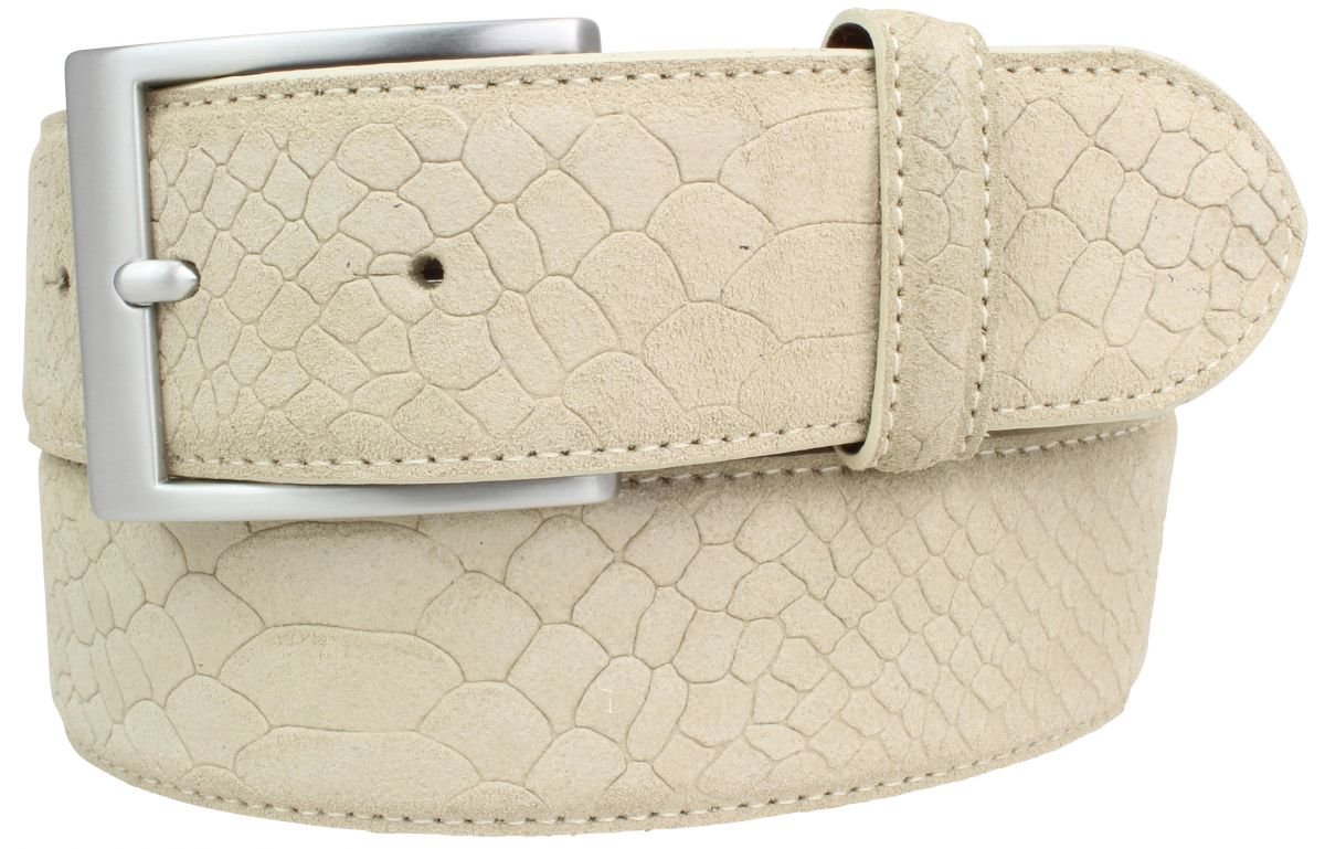 BELTINGER Jeansgürtel mit Pythonprägung 4 cm | Leder-Gürtel für Herren 40mm Schlangen-Optik | Herren-Gürtel mit Schlangen-Muster Python-Muster | Mist 100cm