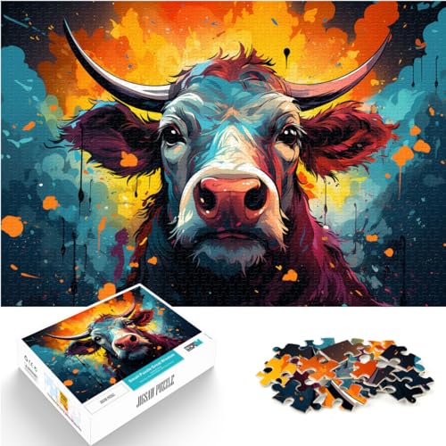 Spiel-Geschenk-Puzzle, farbenfrohes Gemälde, Kuhkunst für Erwachsene, 1000-teiliges Puzzle, Spaß bei Aktivitäten zu Hause, Geburtstagsgeschenk, Reisegeschenke, 1000 Teile (50 x 75 cm)