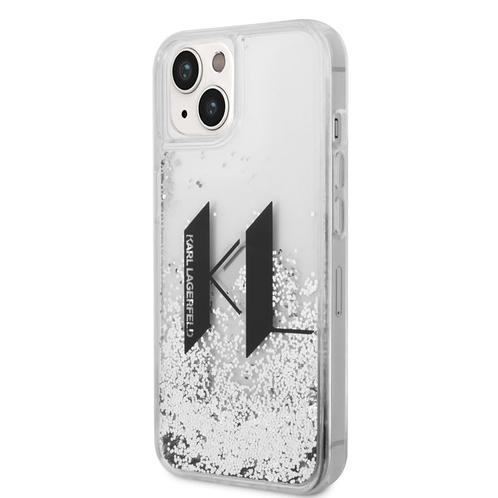 KARL LAGERFELD KLHCP14SLBKLCS Hülle für iPhone 14 6,1" Silber hardcase Liquid Gl