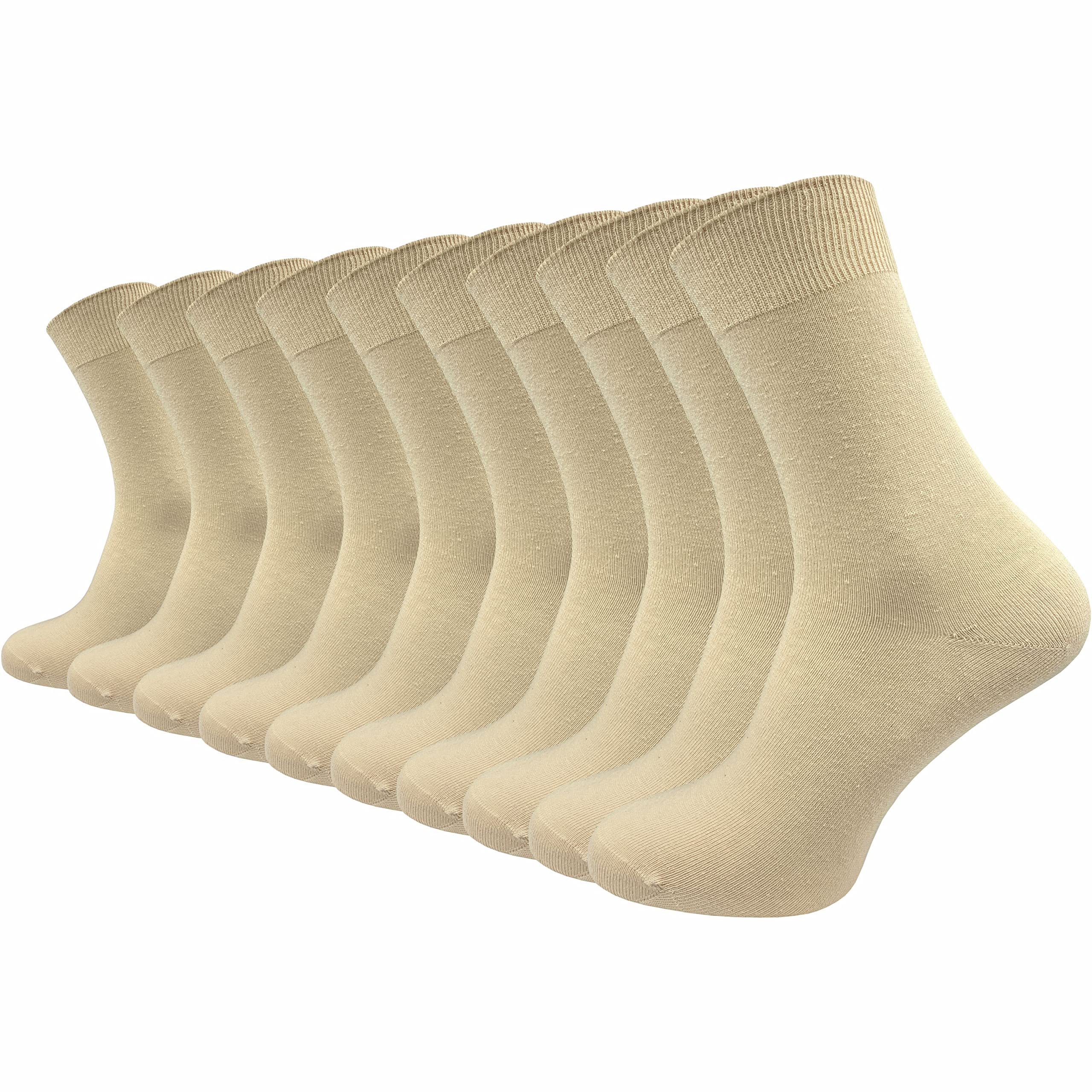 GAWILO Socken aus 100% Baumwolle (10 Paar) | Ohne drückende Naht, mit venenfreundlichem Komfortbund | Baumwollsocken für Damen & Herren (47-50, beige)