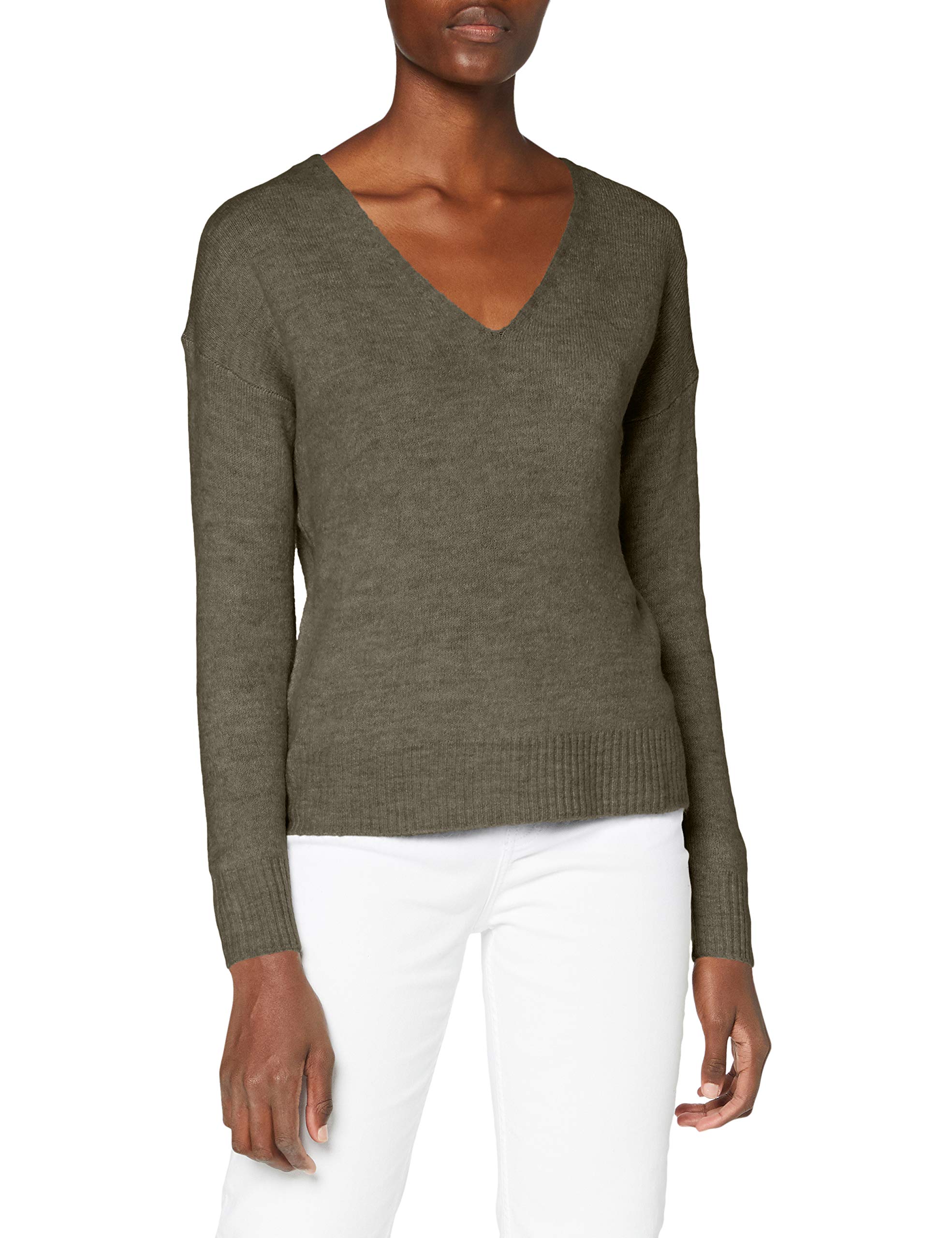 JDY Damen JDYELANORA L/S V-Neck PULLO. KNT NOOS Pullover, Kalamata/Detail:Melange, L