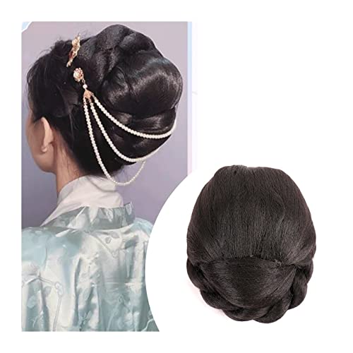 Bun Haarteile Brötchen Elegante Retro Kopfbedeckung Synthetische Chinesische Alte Perücke Hanfu Kopfschmuck Haar Alte Chinesische Frauen Cosplay Perücken Zubehör Brötchen-Haarteil (Color : VM21)