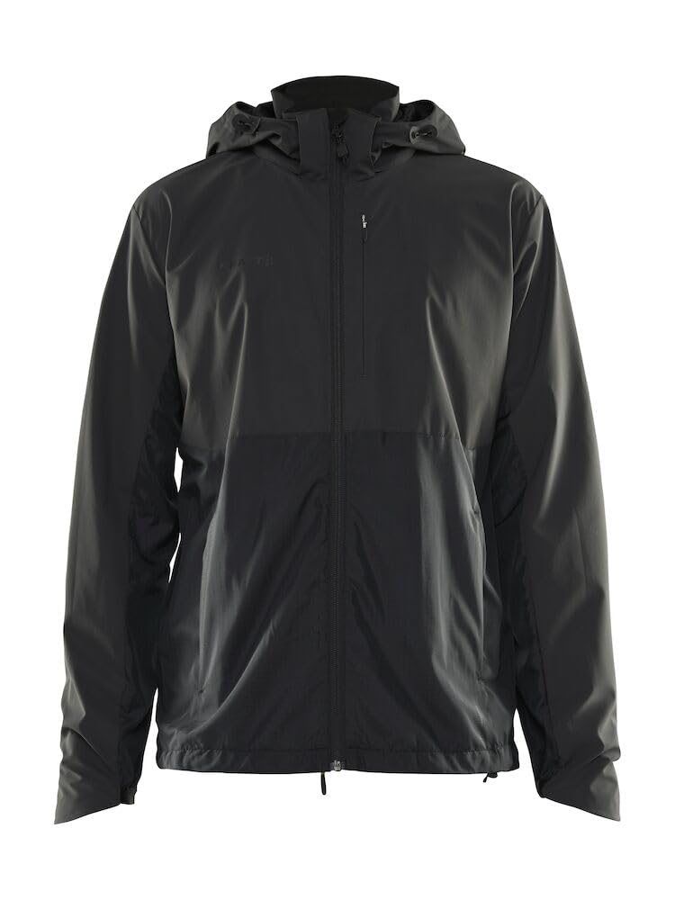 Craft ADV UNIFY LUMEN JACKET | Freizeitjacke Herren L | Black | Reflektierende Outdoorjacke Herren | Mesh-Futter | 2 Reißverschlusstaschen | Verstellbare Kapuze | Windjacke Herren