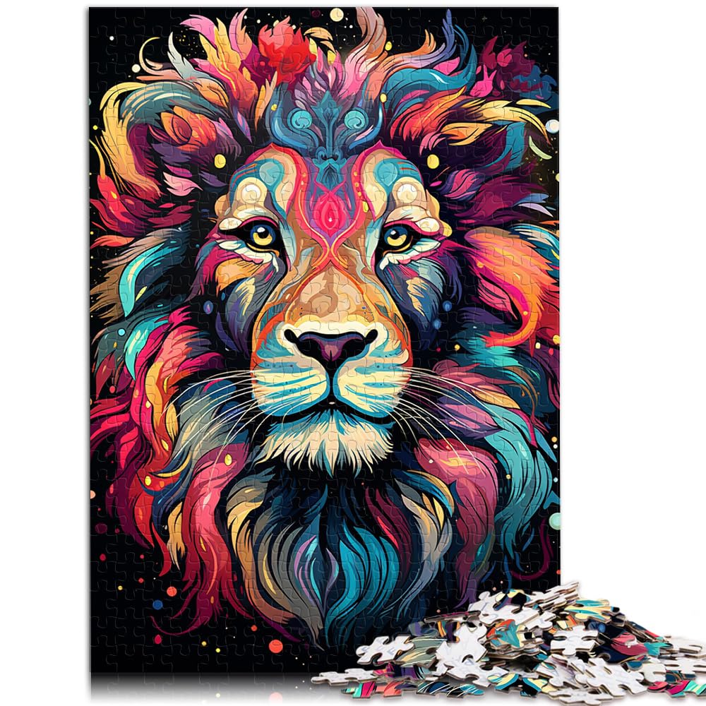 Puzzle zum Verschenken, farbenfrohes Gemälde mit Tierlöwen, 1000 Teile, für Erwachsene, Geschenke, Holzpuzzle zum Stressabbau, schwierige Herausforderung, 1000 Teile (50 x 75 cm)