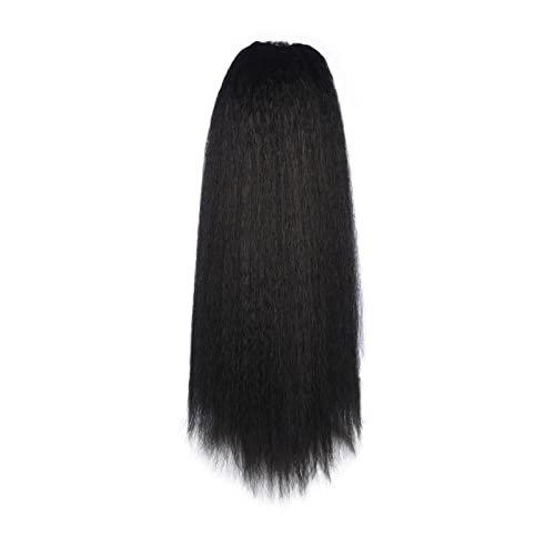 Pferdeschwanz Haarteil 16"-24" synthetischer Yaki-Pferdeschwanz mit Kordelzug, hitzebeständig, lange, verworrene, gerade, flauschige Pferdeschwanz-Verlängerungen, Clip-in-Haarteile for schwarze Frauen