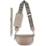 Blade Bauchtasche Damen Echtleder, stylisch Umhängetasche Damen, Crossbody Bag Damen mit 2 abnehmbaren verstellbaren Schultergurten und mit Handytasche für Frauen-Beige (Groß/Opt-6)