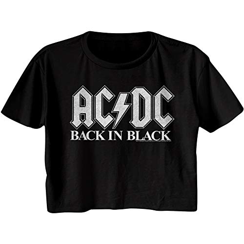 ACDC Rock Band Back in Black Album Damen Cali Crop Top T-Shirt, Schwarz, Mittel