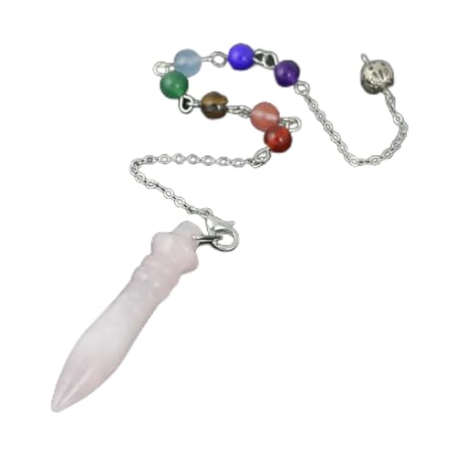 Natürlicher Kristallquarz Pendel Anhänger Amethyst Lapislazuli Stein Amulett Pendel Weissagungs Schmuck,Rosenquarz B