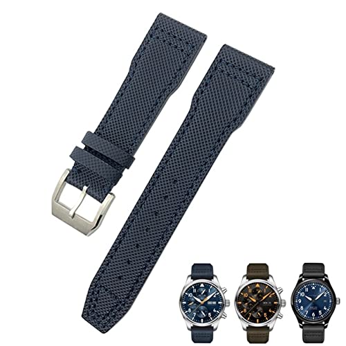 NEYENS Nylon-Uhrenarmband, 20 mm, 21 mm, passend für IWC Portofino Big Pilot IW3293 Mark 18 Tissot TAG Heuer Seiko, Leder-Nylon-Uhrenarmband, Blau, 20 mm, Achat