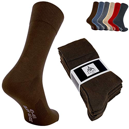 Cliff Edge Premium Business-Socken aus gekämmter Baumwolle zum Arbeiten für Herren und Damen (39-42, 10x Braun)