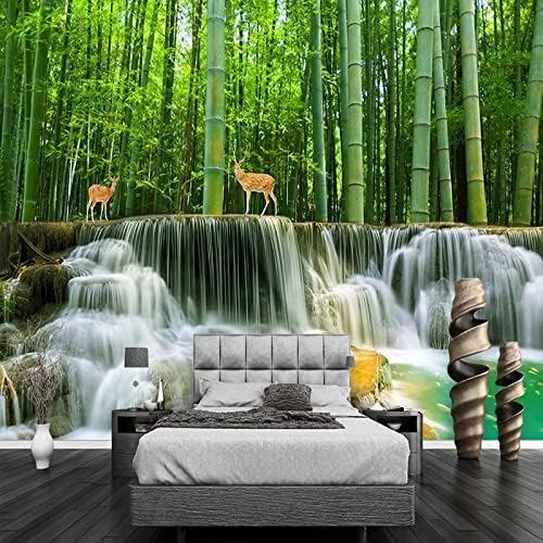 XLMING Bambus-Wasserfall-Szenenwand 3D Tapete Home Dekoration Wohnzimmer Sofa Schlafzimmer Tv Hintergrund Wand-350cm×256cm