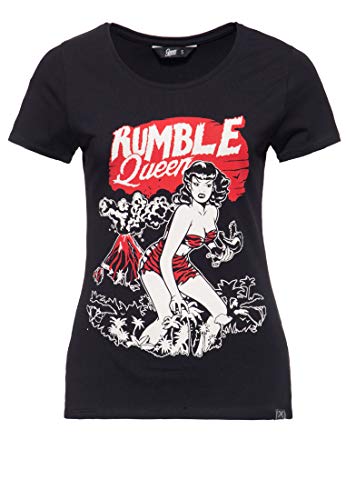 Queen Kerosin Damen T-Shirt Vintage Look Rumble Queen Rundhals Kurzarm Slim Fit Rumble Queen