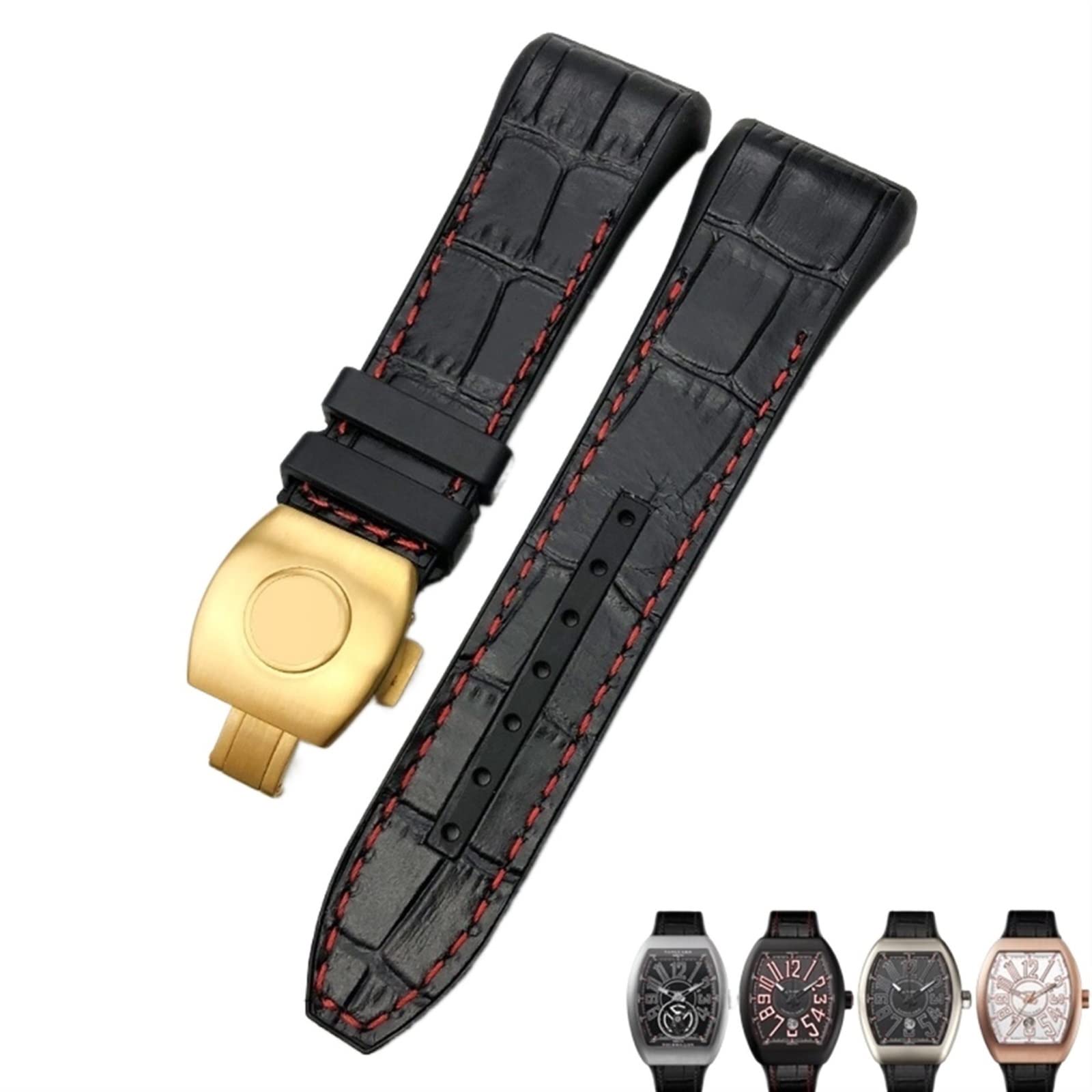 NEYENS Uhrenarmband für Franck Muller, 28 mm, Rindsleder, Silikon, Nylon-Gummi, Faltschnalle, Uhrenarmbänder für Herren, 28mm, Achat