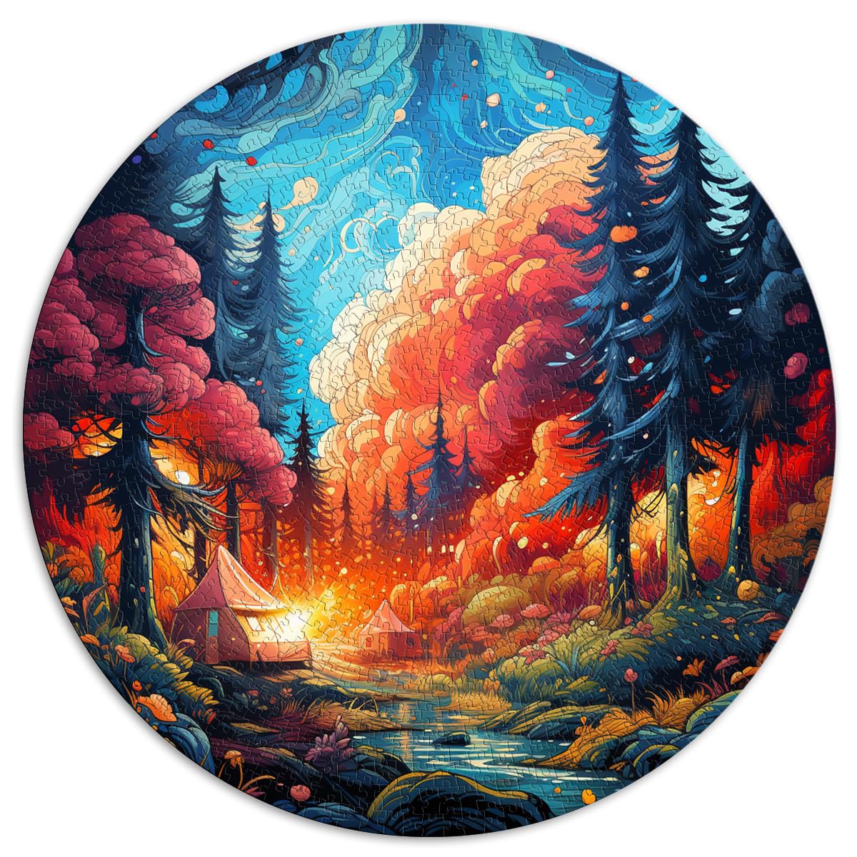 Puzzle für Waldcamping für Erwachsene, 1000 Teile, Puzzle-Geschenke, 26,5 x 26,5 Zoll, Puzzle für Sommerliebhaber, Lernspiele für zu Hause, DIY-Spielzeug