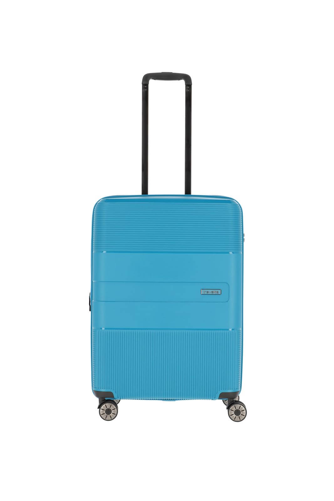 travelite 4-Rad Hartschalen Koffer mittelgroß mit Dehnfalte + TSA Schloss, Gepäck Serie WAAL: Stabiler Trolley mit recyceltem Innenfutter, 65 cm, 65 - 75 Liter