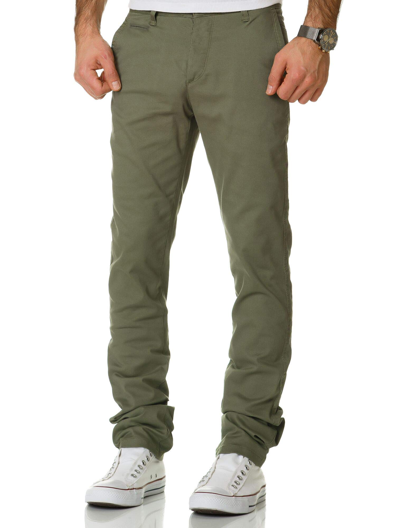 Amaci&Sons Herren Regular Slim Stretch Chino Hose Fit 1-7010 Olive W32/L30