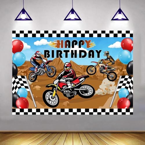 Alles Gute zum Geburtstag Motorrad Thema Hintergrund Rennen Fotografie Raum Wand Banner Dekoration Vortrag Hintergrund Kinder Kinder Party 210cmx150cm