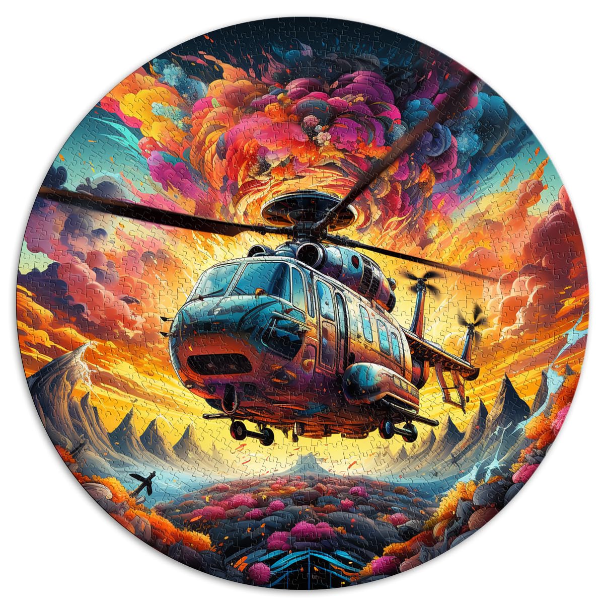 Puzzles Spiele Hubschrauber Puzzle 1000 Teile Puzzle für Erwachsene 67,5x67,5cm Pädagogisches Stressabbau-Spielzeug Puzzle Anspruchsvolles Spiel Geschenke