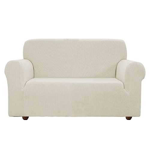 EBETA E Elastisch Sofa Überwürfe Sofabezug, Stretch Sofahusse Sofa Abdeckung Hussen für Sofa, Couch, Sessel 3 Sitzer (Cremefarbe, 185-235 cm)