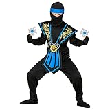 W WIDMANN MILANO Party Fashion - Kinderkostüm Kombat Ninja mit Waffenset, Blau, Kämpfer, Krieger, Japan, Mottoparty, Karneval