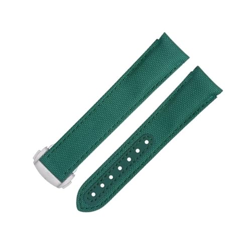 IOTUP 20 mm grünes Nylongewebe, Uhrenarmband passend für Omega-Armband für AT150 Seamaster 300 Planet Ocean De Ville Speedmaster Uhrenarmband mit gebogenem Ende, 20 mm, Achat