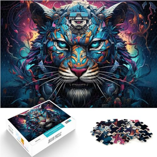 Puzzle für farbenfrohe, psychedelische, mechanische Tiger, 1000-teiliges Puzzle für Erwachsene, Holzpuzzle, Heimdekoration, Puzzlespielzeug, 1000 Teile (50 x 75 cm)