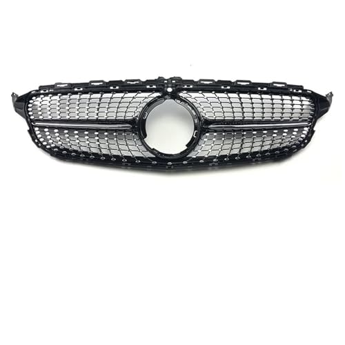 Frontgrills Für Benz W205 C205 S205 Für AMG C 2014-2021 GTR GT Diamant Front Stoßstange Grille Racing Einlass Haube Grill Zentrum Mesh Front Bumper Grille(19-21 Diam Black-Cam)