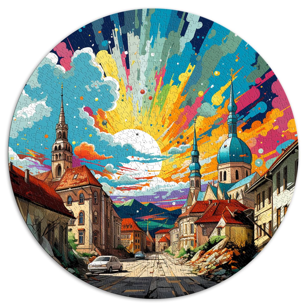 Puzzle Puzzle Oberstadt Zagreb Erwachsene 1000 Teile Puzzle 26,5x26,5 Zoll Familienpuzzles für interessante Stressreduzierung Puzzles