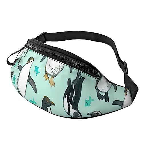 HSJFS Modische Hüfttasche mit Schlagzeugermotiv, verstellbarer Gürtel, lässige Brusttasche, Süße Pinguine, Einheitsgröße