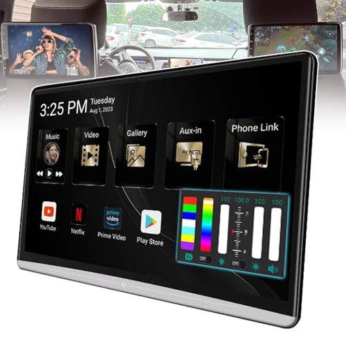 JMbpkduHs Auto-TV-Tablet für Rücksitz, Android 10.0, Touch-Auto-Kopfstützen-Monitor, 3 + 32 g, unterstützt kabellose Handyspiegelung, 4K-Video, WLAN, HDMI, FM, Bluetooth, 35,6 cm (14 Zoll)