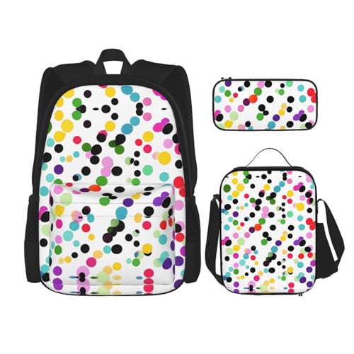 WURTON Twister Reise-Lunchbox, Federmäppchen, Rucksack-Set, 3-teilig, verstellbare Riemen, leicht, Schwarz, Einheitsgröße