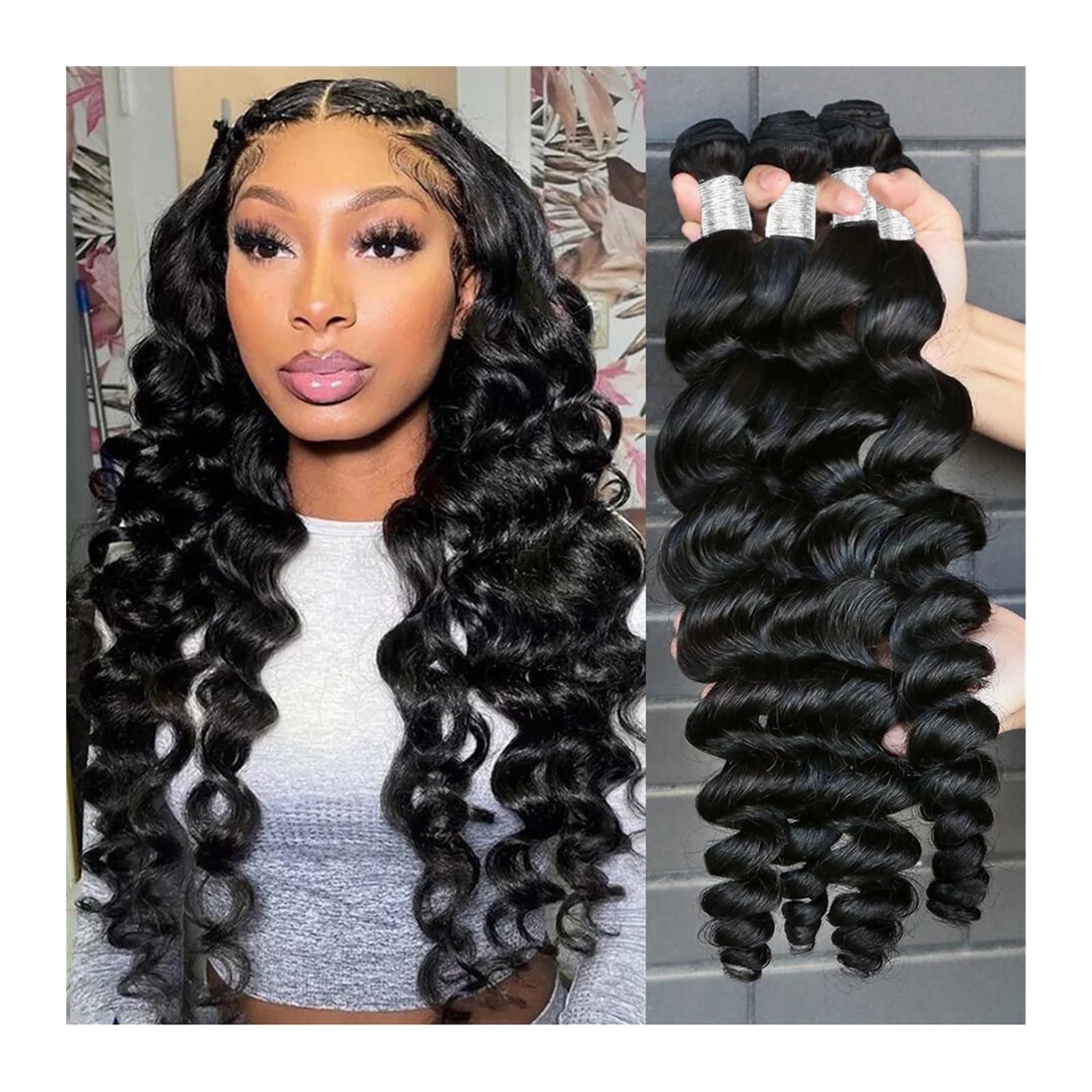 Human Hair Bundles Rohe Peruanische Haarwebart Bundles Menschliches Haar Bundles 30 Zoll Lose Welle Bundle Remy Extensions1/ 3/4 Bundles for Frauen human hair weave (Size : 16inches)