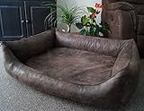 Orthopädisches Hundesofa Hundebett Schlafplatz Wildlederoptik Ortopedico mit Viscoschaum Matratze (90 cm X 70 cm, braun)