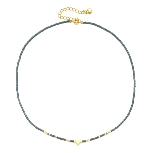 Belachick Retro Halskette Ketten Schmuck Herren Frauen Anhänger Necklace Winzige Herz-Halskette Für Frauen, Kette, Perlen, Halskette, Anhänger Am Hals, Böhmische Halskette Qq376