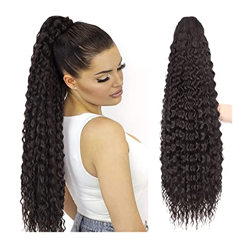 Ponytail Extension/Haarteil 24/30-Zoll-lange verworrene lockige Pferdeschwanz-Verlängerungen Synthetische Kordelzug-Verlängerung for lockiges Haar Pferdeschwänze Clip-in-Naturhaar-Pferdeschwanz-Verlän