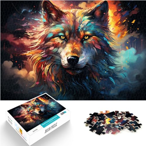 Spielzeug Puzzle Fantasie bunte Wolfskunst Puzzle für Erwachsene 1000 Holzpuzzles Familienspiel Stressabbau Schwieriges Herausforderungspuzzle 1000 Teile (50x75cm)