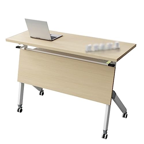 Büro-Flip-Trainingstisch, klappbarer Computertisch, mobiler Besprechungstisch, Ausstellungstisch mit feststellbaren Rollen, Metallgestell und (Farbe: Holz, Größe: 120 * 50 * 75 cm) (Holz 120 * 50 * 7