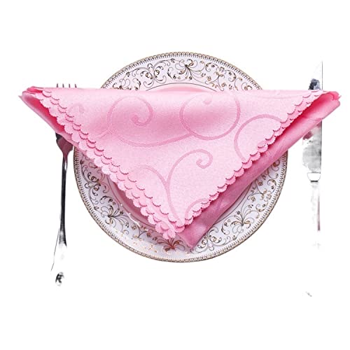 Wiederverwendbare Stoffservietten, 10 stücke Polyester Jacquard Wiederverwendbare Tisch Servietten Tuch for Hochzeit Abendessen Restaurant Kaffee Serviette(Pink)