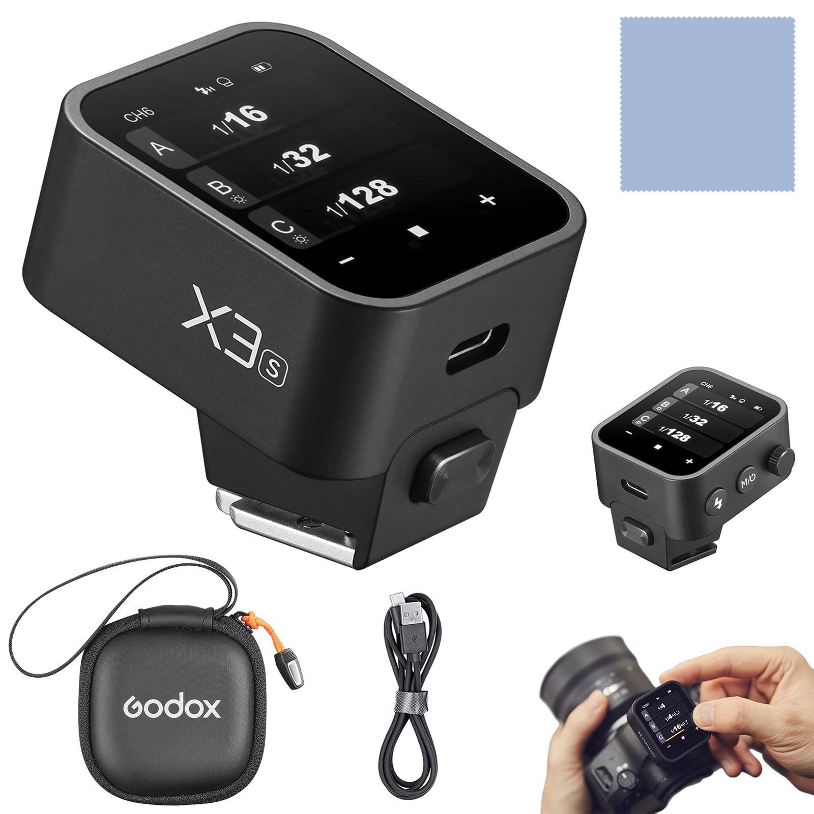 GODOX X3-S Flash Trigger 2,4 G kabelloser Blitzauslöser, TTL-Autoflash mit großem OLED-Touchscreen, mehrere Blitzmodus 32 Kanäle, 16 Gruppen mit Aufbewahrungstasche kompatibel mit Sony-Kameras